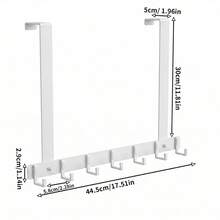 1 pieza Colgador para colgar sobre la puerta, estante colgante montado en la pared, ganchos percheros, estante de almacenamiento, organizador de almacenamiento en la parte trasera de la puerta, adecuado para dormitorio y baño - Blanco - Ver 15