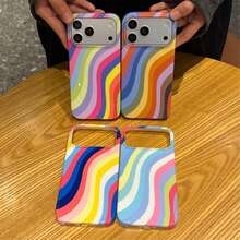 Koolife 1件裝糖果波浪條紋印花手機殼，適用於 iPhone 18 Pro/18 Pro Max/17 Pro Max/17 Pro/17 Air/17/16/15/14 Plus/13/12 Pro Max/11，韓系時尚設計，適合女性，聖誕節、情人節、復活節、生日等送給女友的理想禮物 - 款式4 - 查看 9