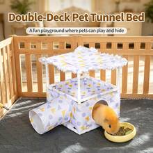 ITANDME Two-Level Guinea Pig Hideout | Guinea Pig Hideout With Tunnels | For Play And Rest | Open-Bottom Design For Easy Cleaning | Durable Fabric | Decorative Habitat For Small Pets | Suitable For Guinea Pigs, Rats, And More - View 4
