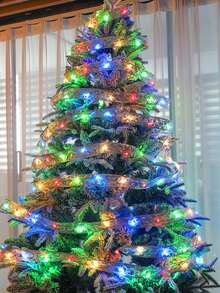 1pc 1/2/3/5/10M Christmas LED Ribbon Decorative Lights, Christmas Tree Decoration Props, Lighting, Gift Boxes, Decorative Silk Ribbon Light Strings, Christmas Home Decor, Indoor Decoration Night Lights, Bedroom Room Party Holiday Decor Light Strings - Gold - View 4