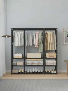 1-Tier 4-Tier Multi-Function Wardrobe - Dust-Proof Storage Rack With Hanging Rod, Easy Assembly Without Tools, 66.93 Inches High, Suitable For Shoes, Clothes, Bags, Space-Saving Design For Bedroom, Office, Dorm, Living Room - Multicolor - View 12