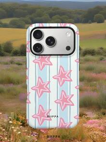 GIIPPA 1 pièce pièce Étui de téléphone bleu clair peint à la main avec motif de rayures et étoiles roses, Étui de téléphone Phone 17 Pro Max, Compatible avec Phone 16 Pro Max, 15 Pro Max, 14 Pro Max, Étui de téléphone de style coréen haut de gamme à la mode et amusant, Compatible avec 11/12/13/14/15/16 Pro Max Plus, Design élégant convenant aux hommes et aux femmes, Cadeau parfait pour la petite amie à Noël, Saint-Valentin, Pâques, saison des mariages et anniversaire! - bleu clair - Voir 6
