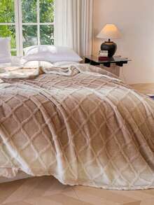 One Piece Of Diamond-Patterned Woolen Blanket. Super Soft And Fine. Double-Sided For Warmth. Suitable For Household Bed Sheets, Office Nap Blankets, Sofa Blankets, Car Blankets And Air Conditioning Blankets. - Beige - View 7