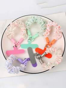 1pc New Polka Dot Fabric Pleated Short Phone Lanyard With Metal Buckle Wrist Strap, Universal Camera Phone Key Chain Anti-Loss Anti-Drop Wrist Chain Phone Accessory - Multicolor - View 5