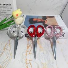 1pc Luxury Rhinestone Stainless Steel Scissors, Portable Multi-Purpose Scissors, Suitable For Office, Home, Tailoring And Sewing, For Adults Only, 18+ Age Restriction - Multicolor - View 2