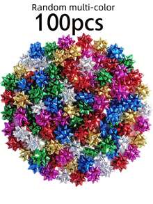30/50/100/200 piezas Lazos de cinta de satén de regalo del Día de San Valentín de 1,96 pulgadas (5 cm) Lazos de cinta de Año Nuevo para envolver regalos Pequeños lazos autoadhesivos para regalos Nudos de lazo metálicos surtidos para cajas de regalo (color aleatorio) - Multicolor - Ver 13