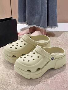 5cm厚底鏤空女款夏季優雅戶外穿著2026新款沙灘EVA涼鞋 極簡純色 黑 白 淺咖啡 卡其 粉 棕 藍 - 沙色 - 查看 7