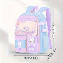 New Cute Lightweight Large Capacity Backpack For Boys And Girls Elementary Students, Simple Fashion Pink Multi-Pocket School Bag - Quicksand - View 12