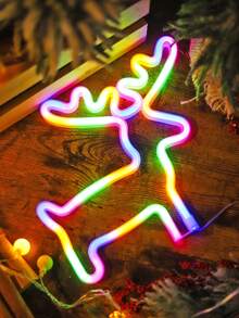 1pc Xmas Decor Reindeer Tree Stocking LED Neon Light,Christmas Indoor Room Decor Christmas Tree Design Neon Light,Battery&USB Powered,Christmas Decorative Lights,Christmas Tree Lights,Christmas Gift For Friends - White Housing - View 5
