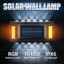 1/4PCS Solar Powered RGB Outdoor Wall Light Auto On/Off Sensor Up Down Lighting Waterproof Wall Sconce For Garden Fence Patio Decor - Solar Wall Lamp - View 10