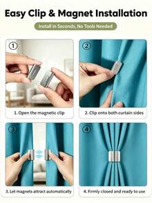 Curtains Always Leak Light And Cannot Be Fully Closed, Causing Poor Sleep? This Small Device Can Help You Solve This Problem. No Complicated Steps, Just A Simple Press, And You Can Improve Your Sleep Quality. - Magnetic Curtain Blackout Clips - View 2