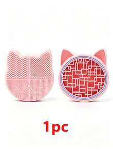 2-In-1 Silicone Makeup Brush Cleaning Pad With Brush Drying Rack, Portable Cat-Shaped Makeup Brush Cleaning Pad, Manual Makeup Brush Cleaning Machine - Multicolor - View 12
