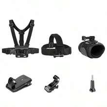 9-Piece Universal Accessory Kit For OSMO Action, Insta 360 APro And Other Action Cameras, Including Chest Strap, Head Strap, 360° Rotating Wrist Mount And Backpack Clip, Adjustable Action Camera Accessory Set - Multicolor - View 10