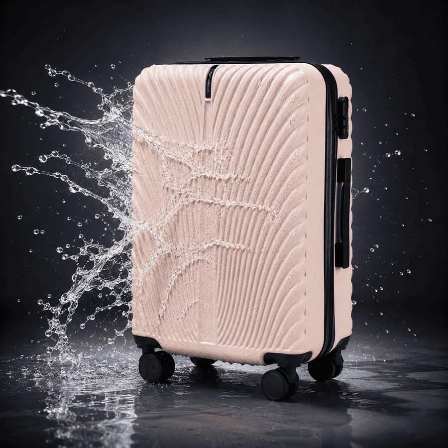 W WINGS مجموعة حقائب سفر 4 قطع مع حقيبة كابينة وحقيبة متوسطة وحقيبة كبيرة وحقيبة زينة | 100% بولي كربونات، عجلات 360°، قفل - وردي - مشاهدة 1