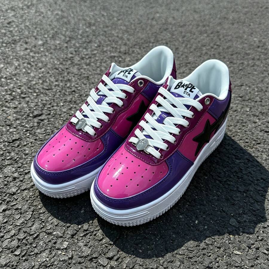 A BATHING APE 1雙中性休閒運動鞋 BAPE STA 閃電星星 Logo 耐穿低筒滑板鞋 - 鏡面玫瑰紫 - 查看 1