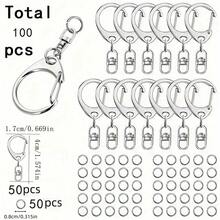 30/50/100pcs Keychain Making Kit, Includes Keychains And Connecting Rings, Suitable For DIY Bags, Phones, Pets, Keychain Crafts (Includes Small C-Shaped Clasps And Closed Rings) - Multicolor - View 13