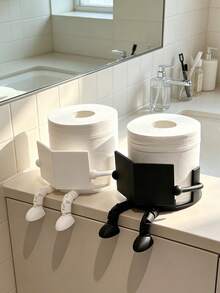 1pc 3D‑Printed Reading‑Shaped Tissue Storage, Multifunctional Toilet Paper & Napkin Holder Ornament, Soft Resin Craft Decoration, All‑Season Desktop & Bathroom Decor For Adults, Home Restroom Daily Scene Display - Multicolor - View 2