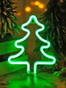 1pc Xmas Decor Reindeer Tree Stocking LED Neon Light,Christmas Indoor Room Decor Christmas Tree Design Neon Light,Battery&USB Powered,Christmas Decorative Lights,Christmas Tree Lights,Christmas Gift For Friends - White Housing - View 6