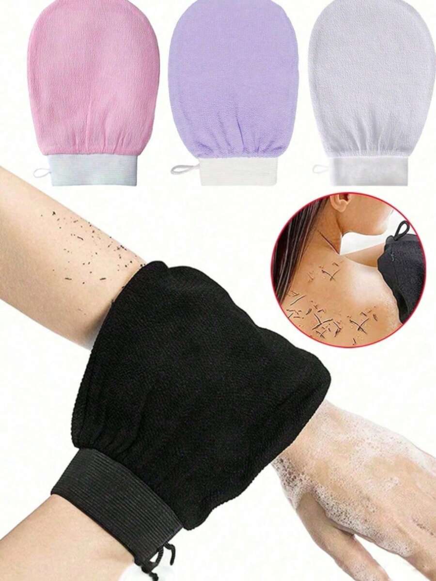 1/4pcs Double-Sided Body Exfoliating Gloves, Deep Cleansing Dead Skin Removal Bath Scrub Mitts, Unisex, Suitable For All Seasons