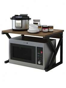 2 Pieces Kitchen Storage Set: Microwave Shelf + 4-Tier Pot Rack. Sturdy Iron Frame With Strong Load Capacity, Layered Storage Frees Countertop Space, Wear-Resistant And Easy To Assemble. - A - View 9