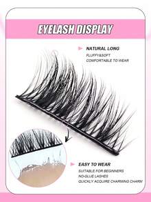 Asiteo 10 Pairs Glue-Free Half-Length False Eyelashes, Cat Eye Style Natural Self-Adhesive Pre-Glued Strip Eyelashes, No Glue Needed, Quick Daily Makeup Wear, Easy To Remove - Black - View 4