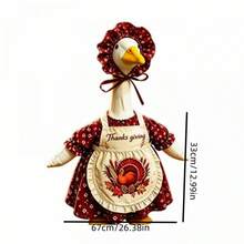 Thanksgiving Outfit For 23 In Goose Statue Dress Apron And Ruffle Bonnet - Yellow - View 7