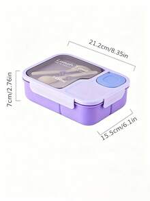 Portable Lunch Box Set With Utensils, Functional Food Storage Container With Separate Compartments And Tools, Convenient For Meals - Multicolor - View 3