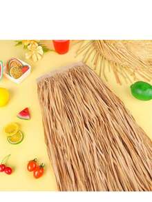 31-Inch Paper Imitation Rafi Grass Hawaiian Flower Crown Dress,Tropical Luau Dance Dress, Adult Women And Men Tropical Party Attire, Beach Style, Suitable For Various Festival Parties - 1-summer Beach Grass Skirt - View 6