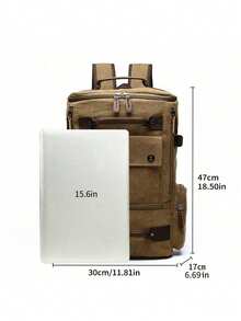 [Ransel Kanvas Multifungsi] Ransel Kanvas Tahan Lama - Gaya Vintage Multifungsi, Cocok Untuk Mendaki dan Perjalanan Sehari-hari - Kompartemen Laptop, Tali Bahu yang Dapat Diatur, Penutup Resleting, Lapisan Poliester, Tas Sekolah yang Mudah Dibersihkan - MultiWarna - View 4