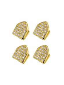 THATBOY 1pc Bling Bling Shiny Metal Full Zirconia Hip Hop Tooth Jewelry, Nightclub Glam Accessory Unisex - Multicolor - View 11