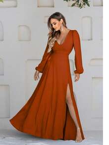 Scarlet NM Nana Marie Terracotta Long Dress Women's Terracotta Dress - 紅陶 - 查看 8