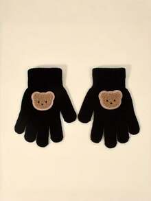 1 Pair Cute Bear Pattern Knitted Warm Gloves - 1Pair - View 5