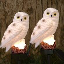 Solar Powered White Owl Garden Stake Light, Waterproof LED Resin Snowy Owl Landscape Light, Outdoor Lawn Yard Pathway Decorative Light - Owl - View 3