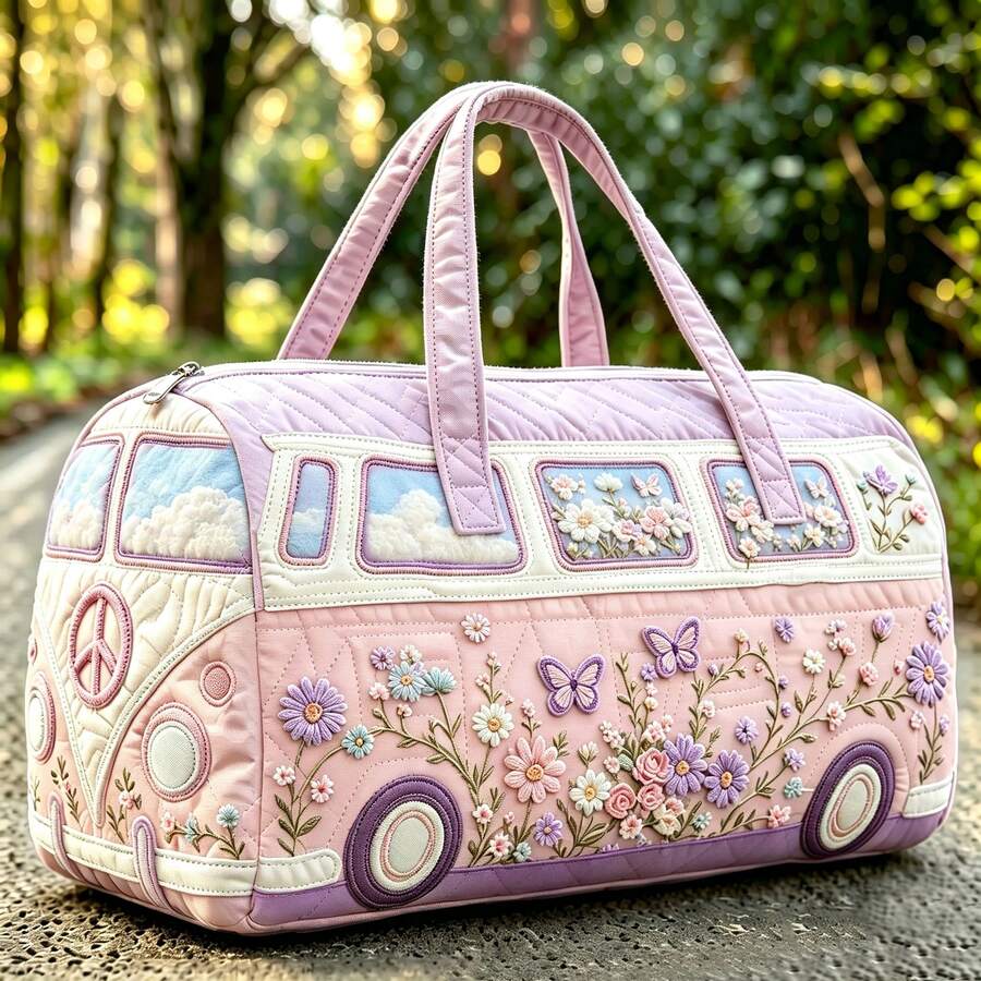 2D Printed Cottagecore Weekender Travel Tote,Large Capacity Lightweight Floral Duffle Bag,Retro Camping Overnight Carry Bag For Women,Travel Essential - Multicolor - View 1