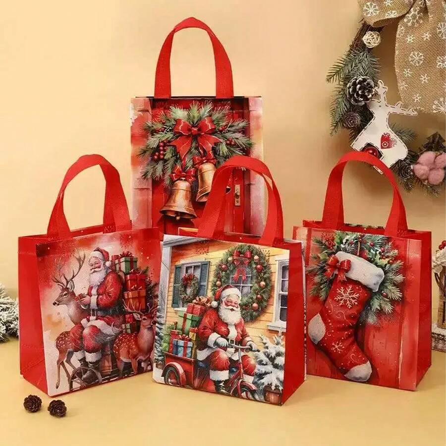 Christmas Non-Woven Fabric Gift Bag, Cartoon Snowman Party Gift Decoration Waterproof Bag, Suitable For Home Birthday Holiday Gift Decoration Packaging Bag - A - View 1