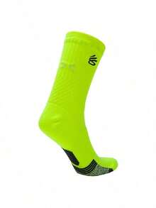 Under Armour Men's Women's Mid-Calf Socks Curry UA AD Playmaker 1p Mid-YLW Lightweight Comfortable Dry Performance Socks 1376231-731 - Green - View 2