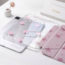 Y-Shaped Folding Protective Case Compatible With IPad (A16) 11th Gen 11-Inch, 10th Gen 10.9-Inch, Air 8 (M4) 11-Inch 2026, 7th/8th/9th Gen 10.2-Inch, Pro 11 2020-2022, Air 7/6 (M3/M2) 11-Inch, With Pencil Slot, Smart Protective Case, Soft TPU Back Shell, Auto Wake/Sleep - Pink Star - View 5