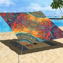 1PC Outdoor Canopy Awning, Protection Sun Shade Tarp, Foldable Durable Breathable Shelter Tarp, For Beach Garden Patio Camping Backyard, Beach Tarp Sun Shades Outdoor Camping Equipment - Red - View 1