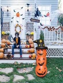1 Set PVC Giant Standing Orange Pumpkin, Halloween Inflatable Wobble Decoration, Outdoor Halloween Inflatable Decor - Pumpkin - View 6