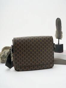 HOVI'S 極簡休閒翻蓋斜挎包，商務通勤便攜單肩信使包，旅行輕量大容量側背包 - 棕色 - 查看 2