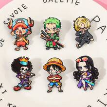 One Piece 琺瑯領章針 魯夫 索隆 山治 喬巴 羅賓 布魯克 Q版動漫角色胸章徽章 背包裝飾 粉絲禮物 - 彩色 - 查看 5
