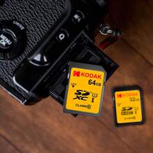 Kodak SDXC 記憶卡 32GB 64GB 128GB Class 10 UHS-I U1 V30 A1 高速 SD 卡，最高 100MB/S，4K Ultra HD 影片錄製記憶卡，適用於單反相機、數位相機和筆記本電腦 - 黃色 - 查看 6