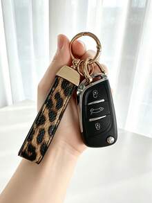 Fashion Leopard Print Keychain Pendant, Unisex Keyring/Red Black White Car Keychain/Creative Open Ring Keychain/Exquisite Women's Keyring With Standard Lanyard, Suitable For Any Car Model, Universal And Versatile - Leopard Print - View 2