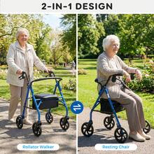 Rollator Walker With Seat, Height Adjustable Handles, Storage Basket For Seniors Blue/Red/Purple - View 9