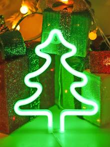 1pc Xmas Decor Reindeer Tree Stocking LED Neon Light,Christmas Indoor Room Decor Christmas Tree Design Neon Light,Battery&USB Powered,Christmas Decorative Lights,Christmas Tree Lights,Christmas Gift For Friends - White Housing - View 12
