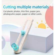 Adjustable Round Hole Punch Positioning Tool With Dual Centimeter/Inch Scale, Knob For Free Aperture Adjustment, Lightweight And Durable Plastic, Precise Punching Tool For Handmade Journals, Greeting Cards, Packaging DIY, Easy Operation Compatible With Various Paper Crafts - Blue - View 9