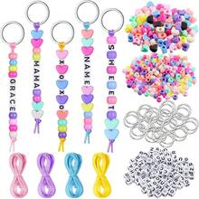 285pcs Keychain DIY Set, Creative Heart Beads Gift Set, Random Letter Beads Keychain Material Kit, Key Ring Accessories, Birthday Party Small Gifts, Includes Beaded String And Connecting Rings, Suitable For Mother's Day, Back To School, Birthday Gifts - Multicolor - View 9