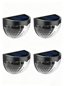 2, 4pcs Solar Fence Lights, Outdoor Decorative Garden Wall Lights, Waterproof Solar Wall Lights For Patio, Yard, Stairs - Black - View 11