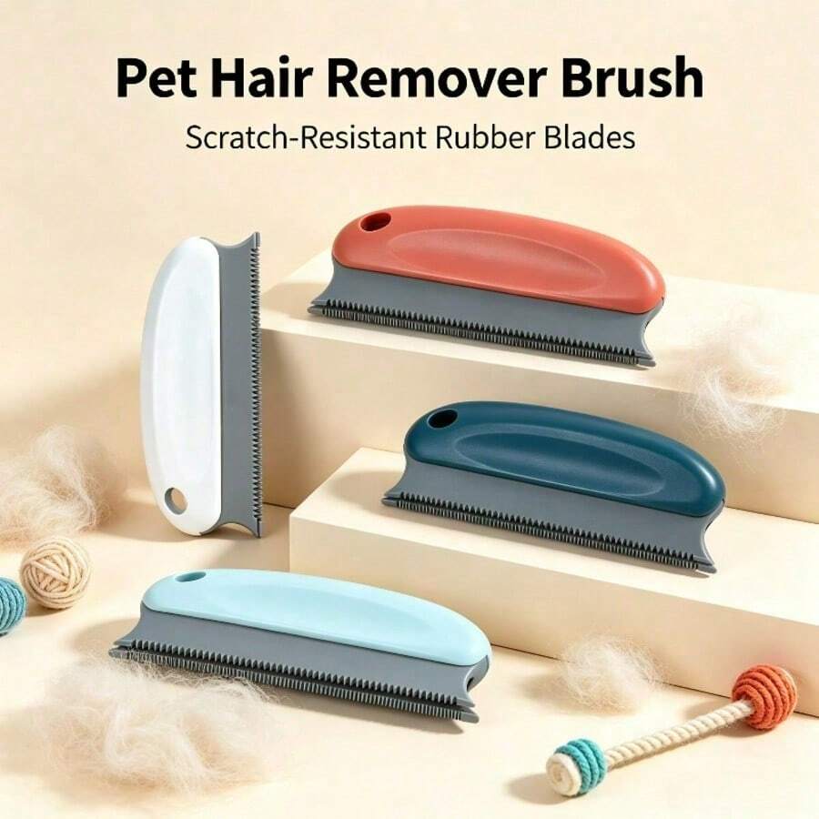 Cepillo de cerdas de goma antiarañazos para eliminar pelo de mascotas, quitapelo universal fuerte para gatos y perros, limpia eficientemente muebles, alfombras, asientos de coche, mango de plástico ergonómico y duradero, material compacto para mascotas, herramienta de aseo fácil de limpiar para el hogar, quitapelo para amantes de los gatos - Multicolor - Ver 1