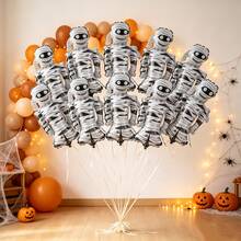 10pcs 16-Inch Mini Mummy Cartoon Foil Balloons, Suitable For Halloween Party Decoration, Cartoon Balloons (Ribbon Not Included) - View 2